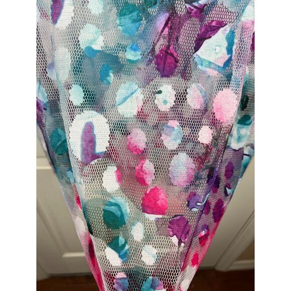 Laura Ashley 2X White Bold Colorful Pastel Floral Mesh Short Sleeve Top Boho - Picture 9 of 11